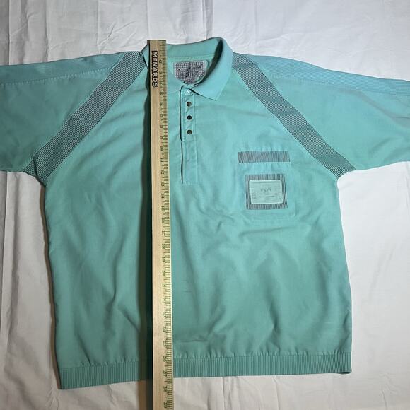Vintage Xceptions by DSI Shirt Mens XL Teal Green Short Sleeve Polo 80s Taiwan - Picture 6 of 11